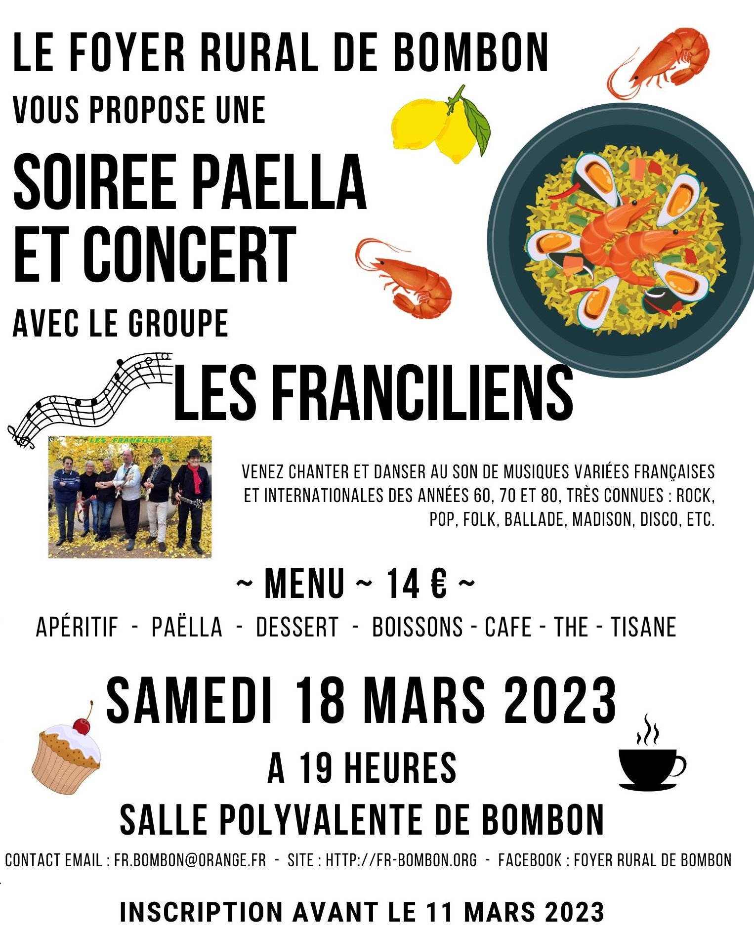 Soirée Paëlla Et Concert   Foyer Rural De Bombon